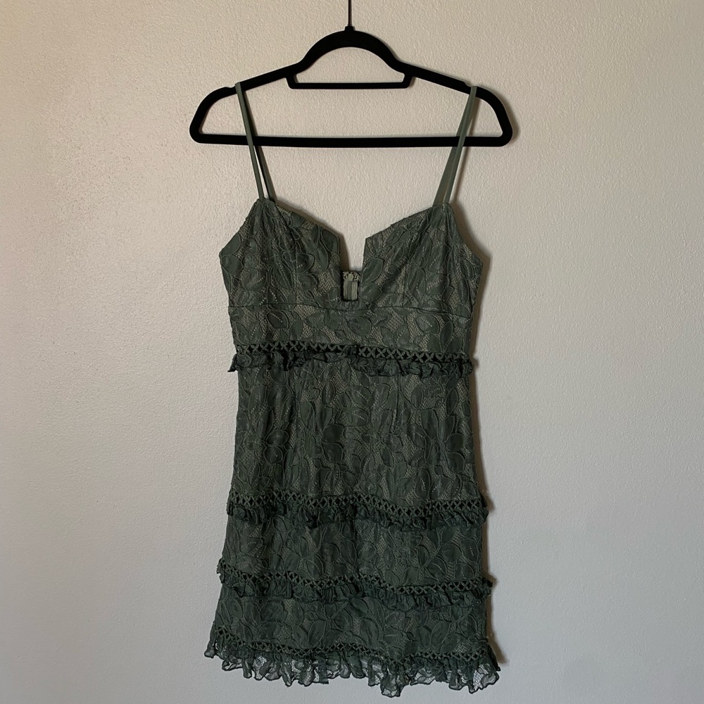 Green strappy lace dress
